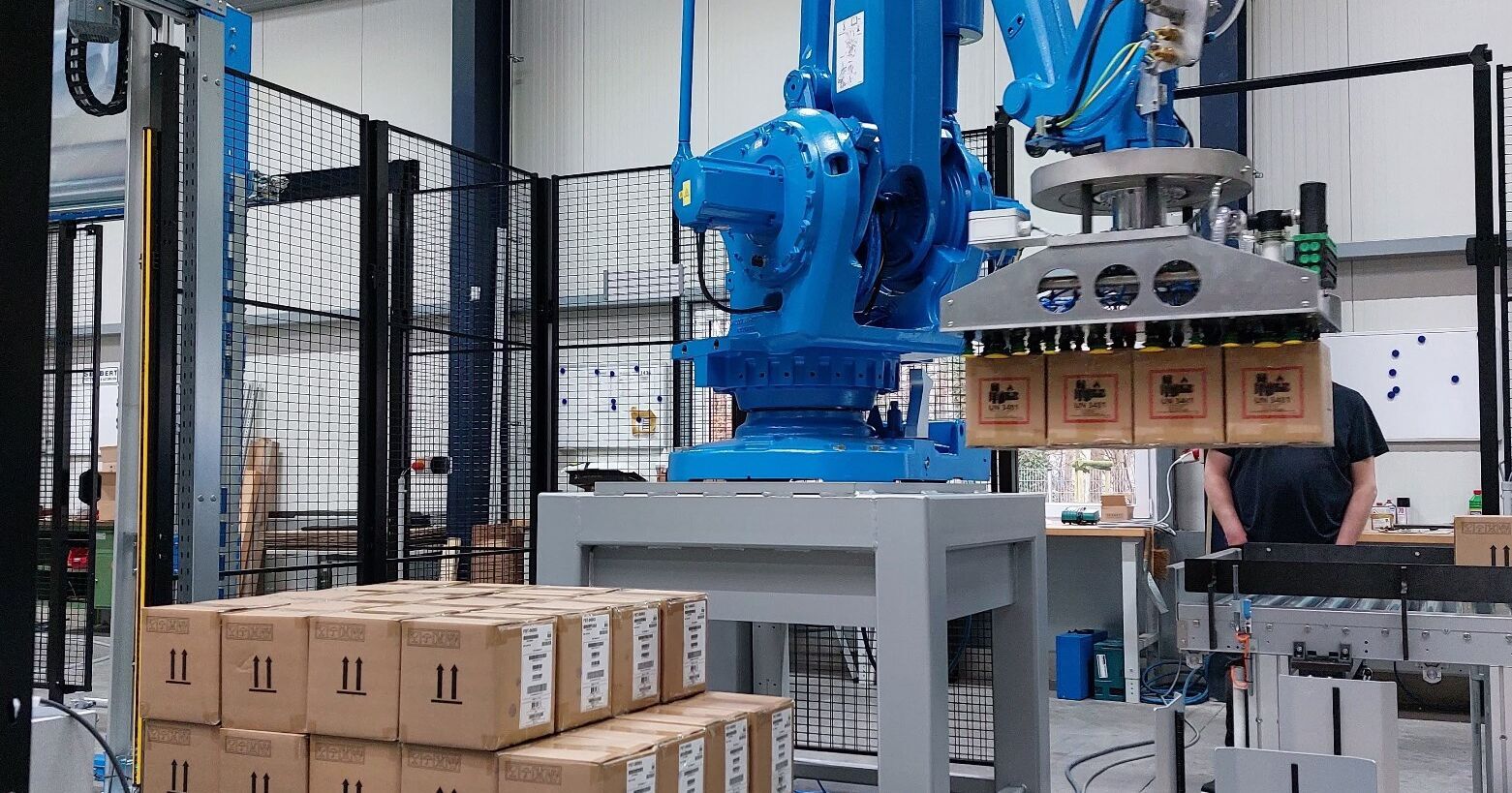 We Implement We implement palletizing robot in the inbound process